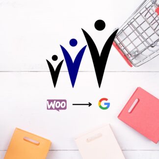 CesarFeed logo with Woo and Google syncing arrow.