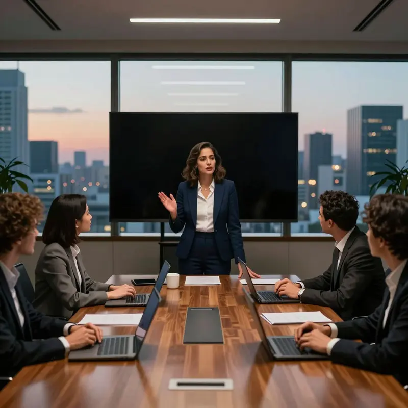 Executives in a high-rise boardroom discuss moving from basic tracking to orchestrated compliance work.