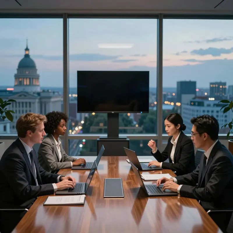 Senior leaders in a European boardroom evaluate automation platforms, reflecting on the UiPath vs Automation Anywhere EU choice.
