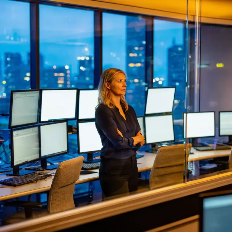An operations leader in a control room considers always on vs scheduled automations for continuous business operations.