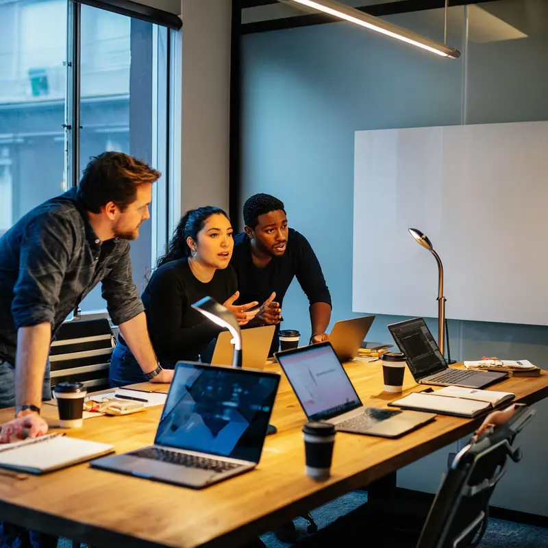 Group of small business founders from different backgrounds gathered around a table, reflecting on small business customer automation mistakes that can drive customers away.