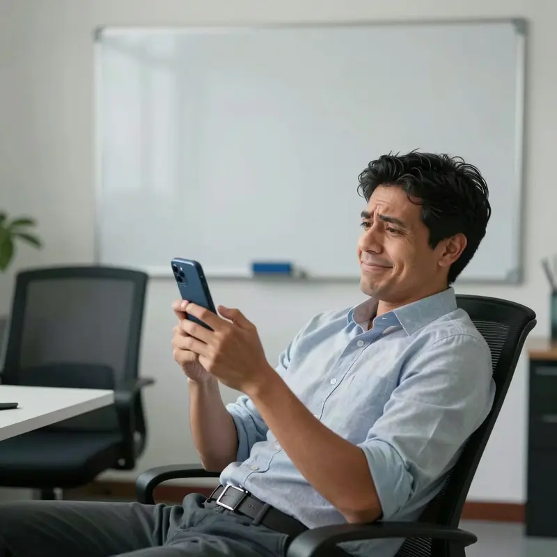 Marketing analyst reacts awkwardly to an overly familiar automated sales email.