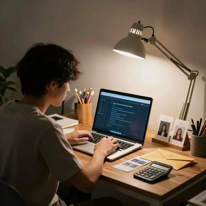 Asian indie shop owner at a desk with hands on the table, worried about Mailchimp surprise contact fees for their growing list.