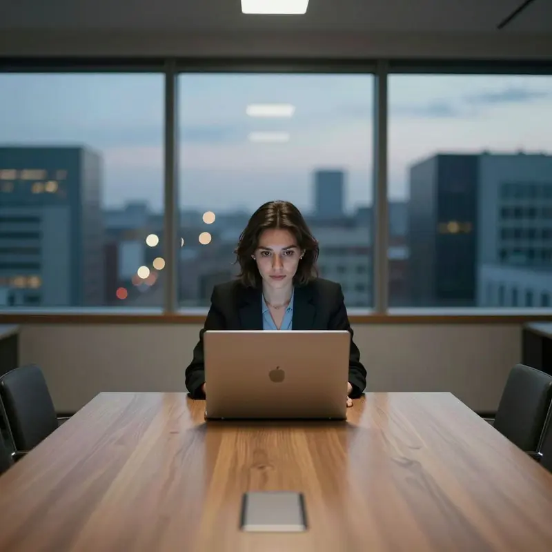 A strategist sits before a closed laptop at dusk, weighing the risks of automated inventory syncing.