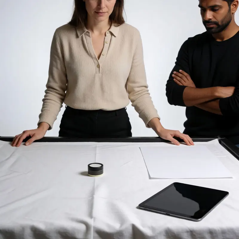 A controlled studio setup focused on standardized framing and clean backgrounds.