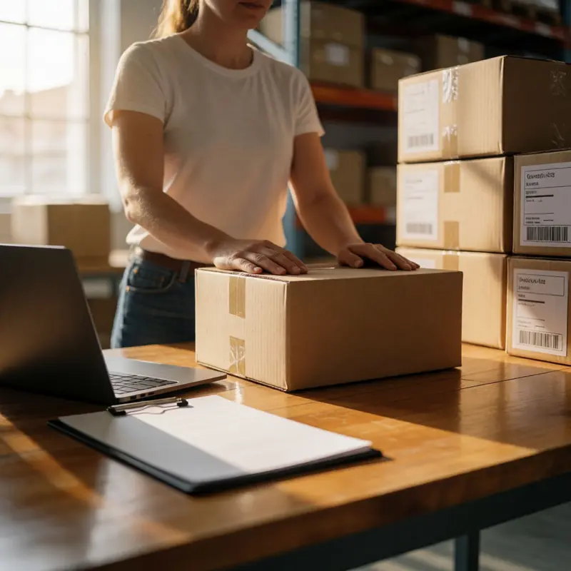 A neatly staged packing table suggests repeatable, reversible operations.