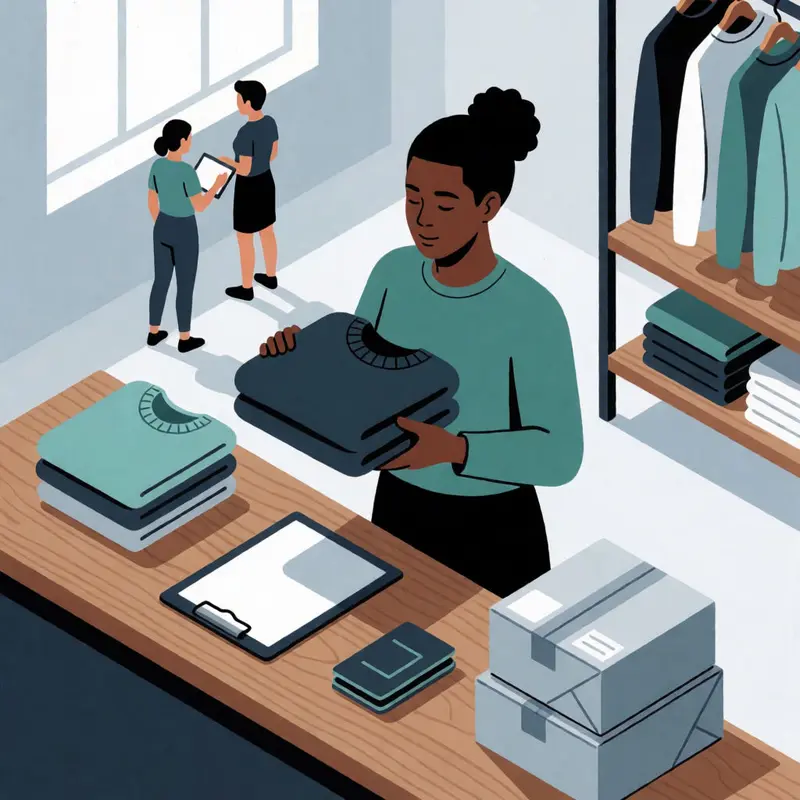 A careful inspection moment that reflects cautious decision-making on returns.
