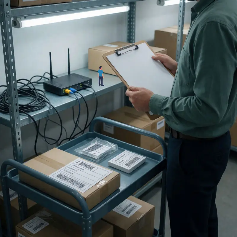 A packing station scene emphasizing the physical infrastructure that supports integrations.