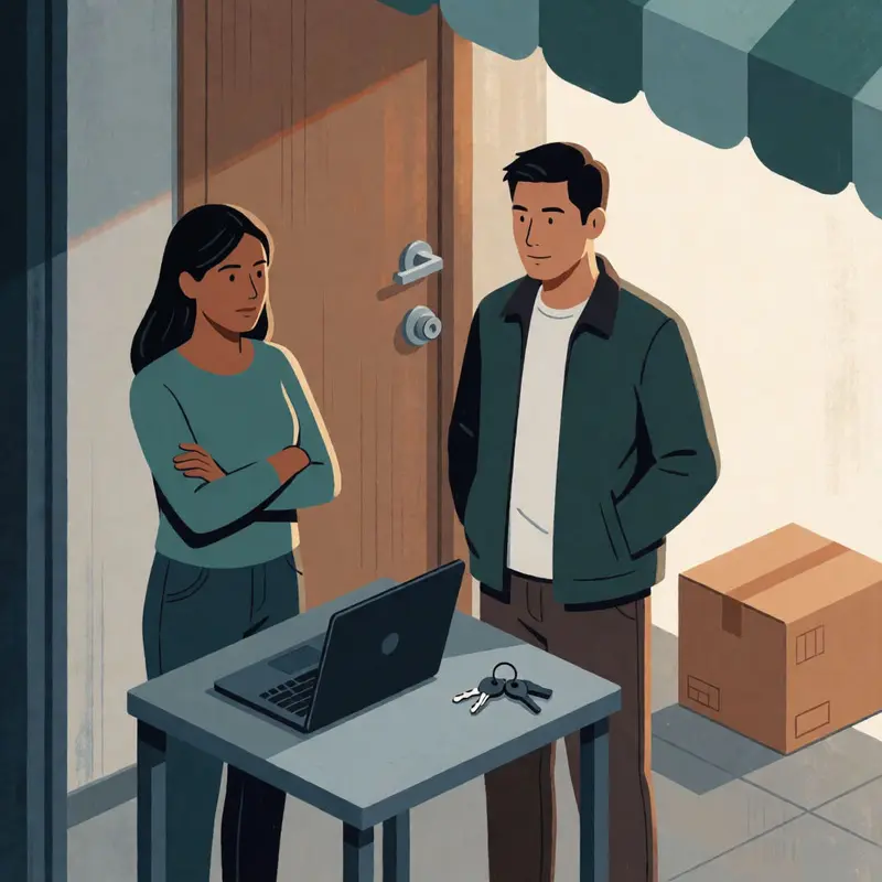 Two owners stand in a back office, focused on controlling access and stopping problems early.