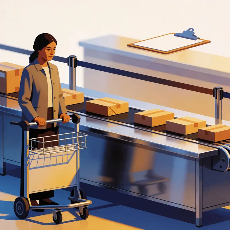 Parcels in a customs area emphasize where domestic checkout control gives way to border processes.